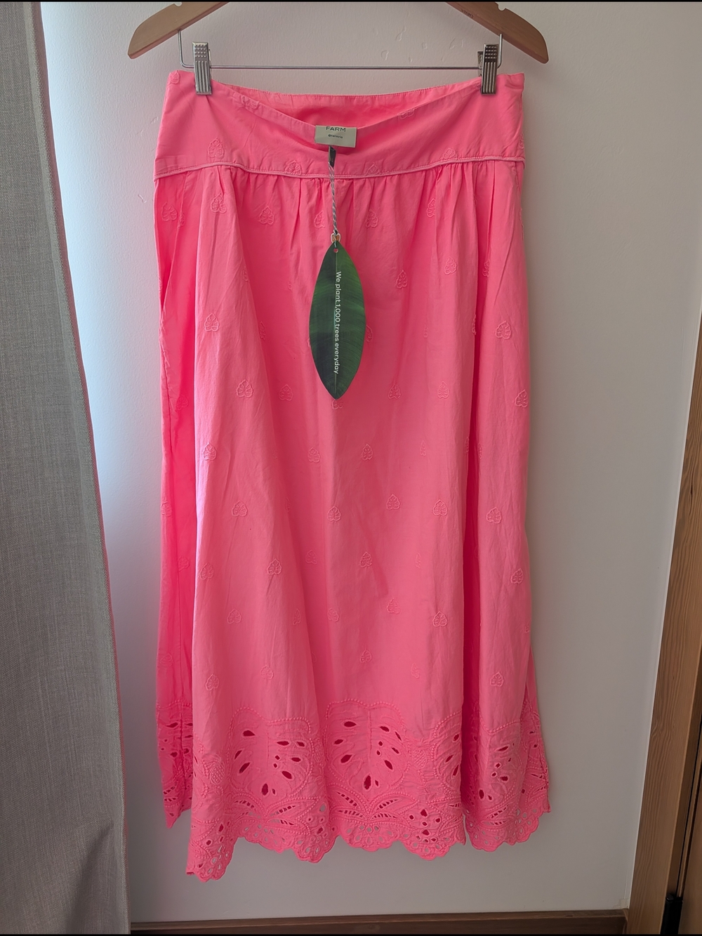 NWT FARM Rio Hot Pink Eyelet Maxi Skirt